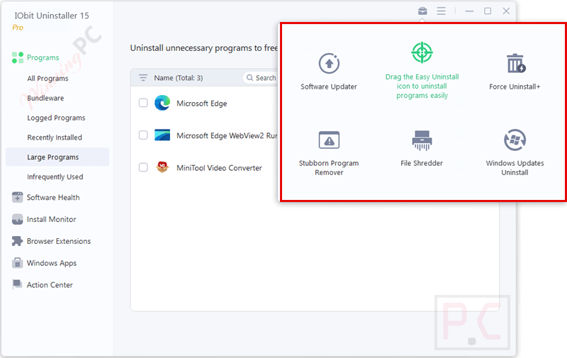iobit uninstaller pro 15 tools screenshot