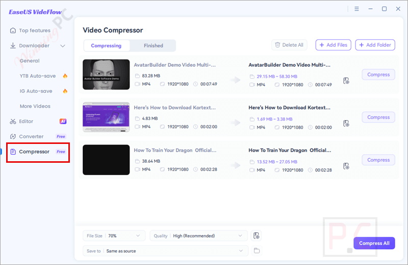 video compressor easeus videflow