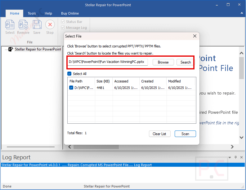 add file stellar repair for powerpoint