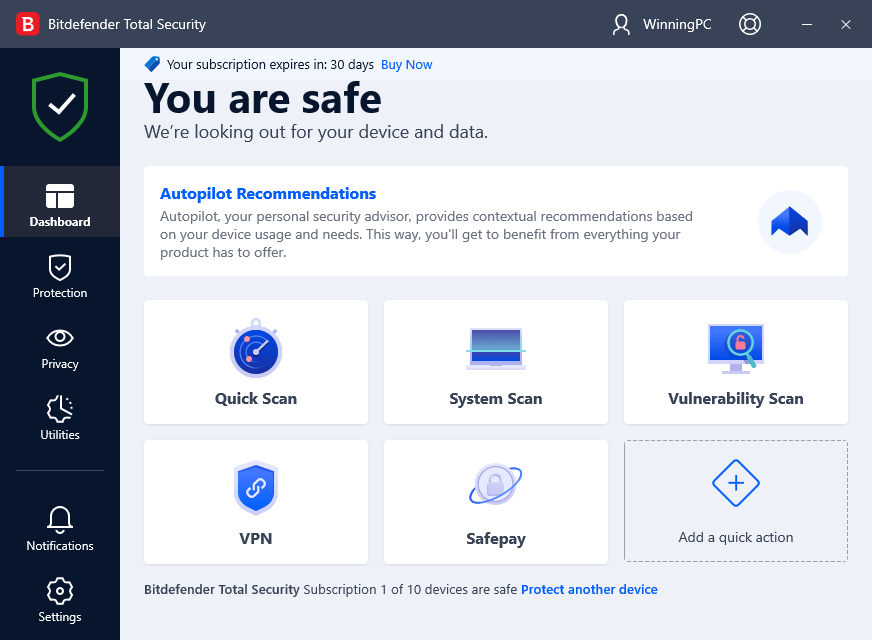 Bitdefender Ultimate Security Screenshot