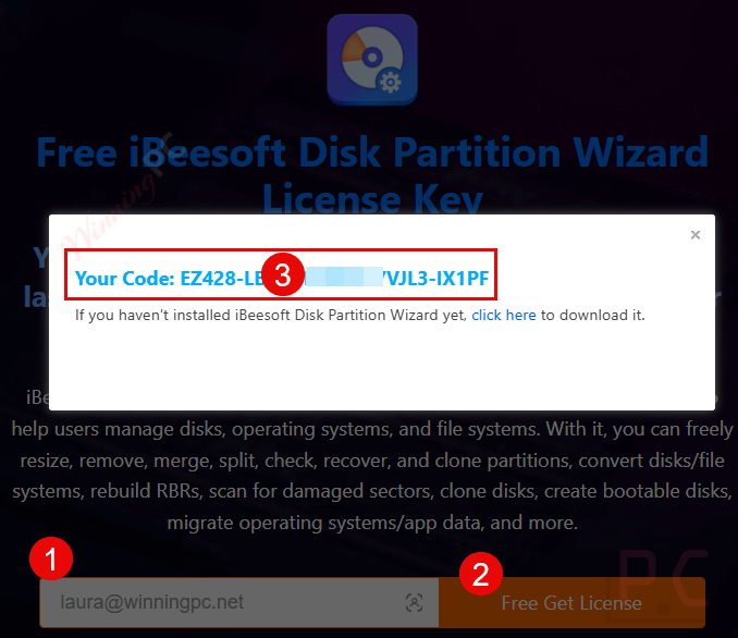 get ibeesoft disk partition wizard code