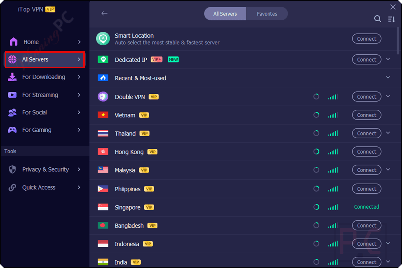 itop vpn all servers screenshot itop vpn all servers screenshot