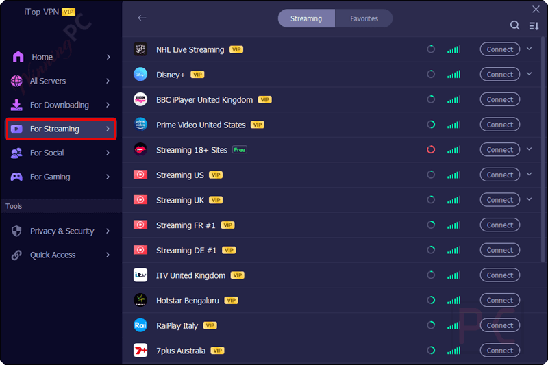 itop vpn for streaming screenshot itop vpn for streaming screenshot