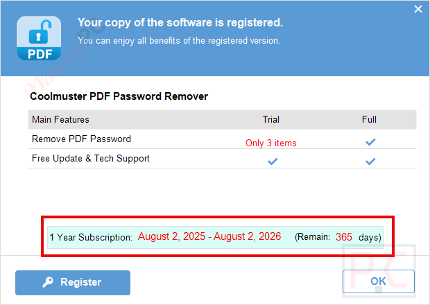license info coolmuster pdf password remover
