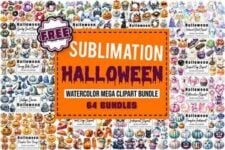 Watercolor Halloween Sublimation Clipart Bundle