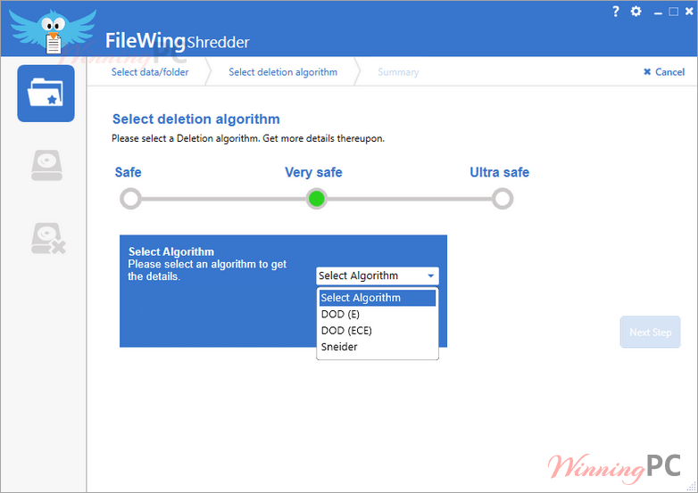 abelssoft filewing shredder select algorithm screenshot abelssoft filewing shredder select algorithm screenshot