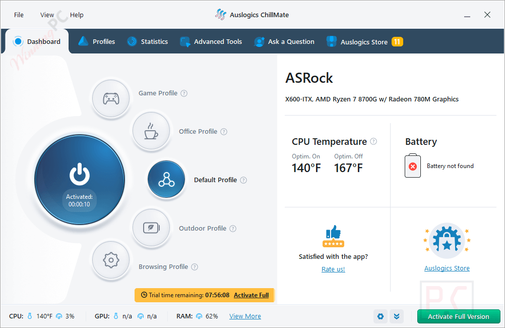 auslogics chillmate main screenshot Auslogics Chillmate