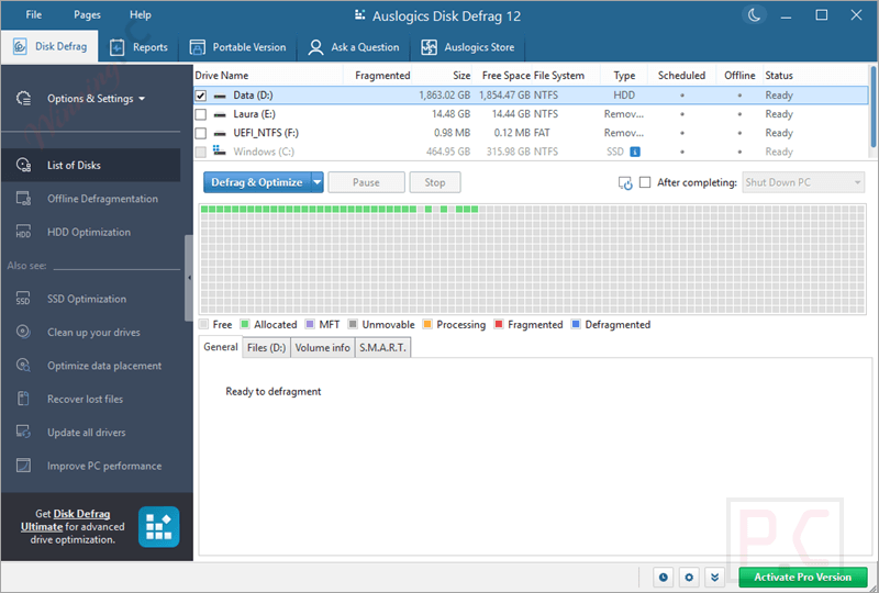 auslogics disk toolkit disk defrag Auslogics Disk Toolkit Screenshot