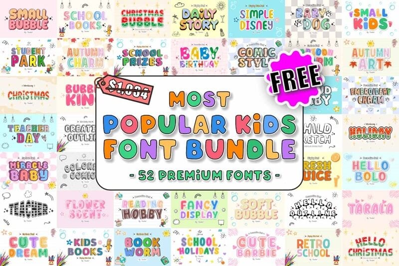 most popular kids font bundle free download Most Popular Kids Font Bundle