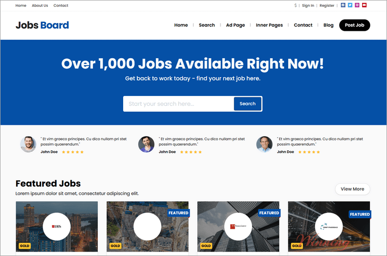 PremiumPress Job Board Theme Demo Screenshot