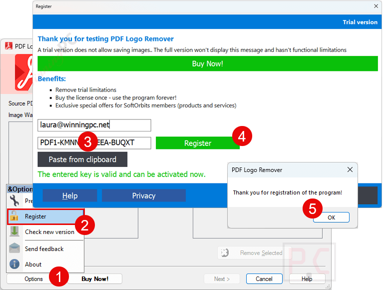 softorbits pdf logo remover registration