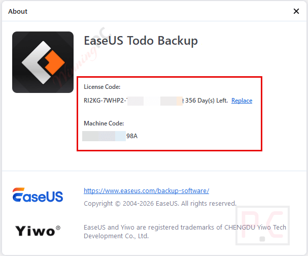 about easeus todo backup home key free