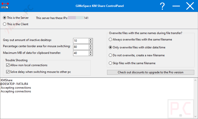 gimespace kmshare main screenshot key GiMeSpace KMShare