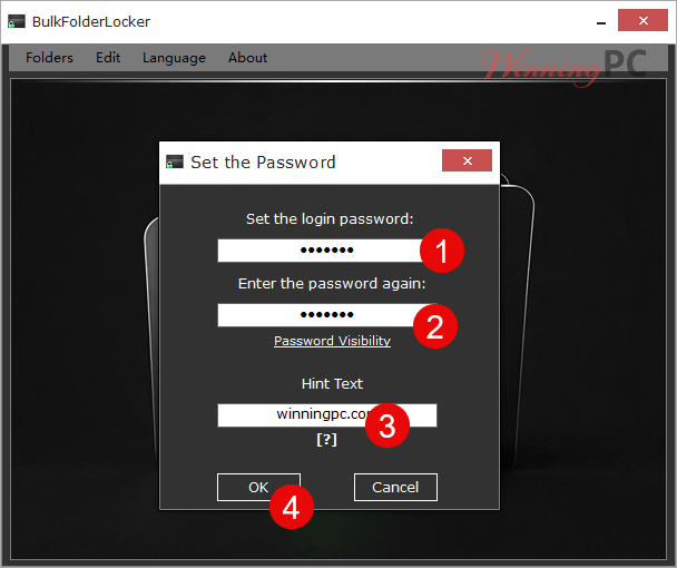 set password for bulkfolderlocker