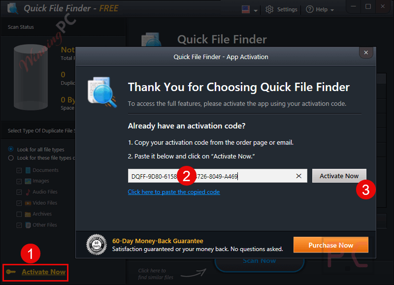 activate quick file finder key activate quick file finder key