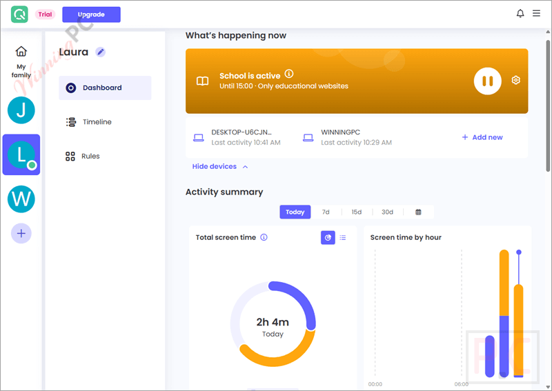 activity summary qustodio