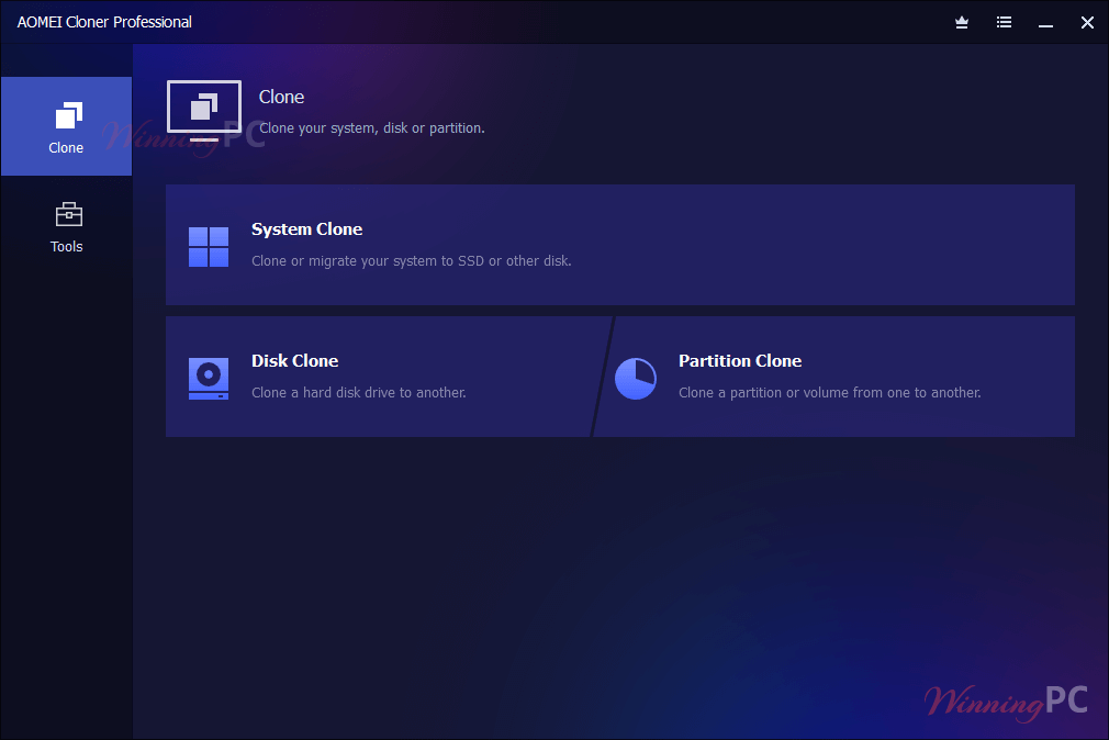 aomei cloner main screenshot aomei cloner main screenshot