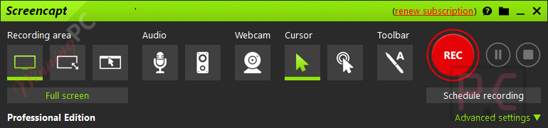 ASCOMP Screencapt Professional Main Screenshot