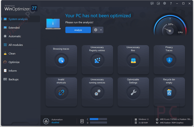 ashampoo winoptimizer main screenshot Ashampoo WinOptimizer