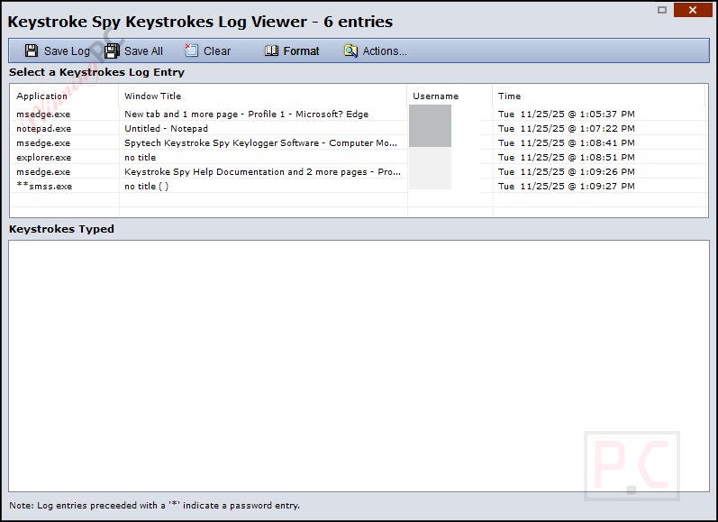 log viewer keystroke spy