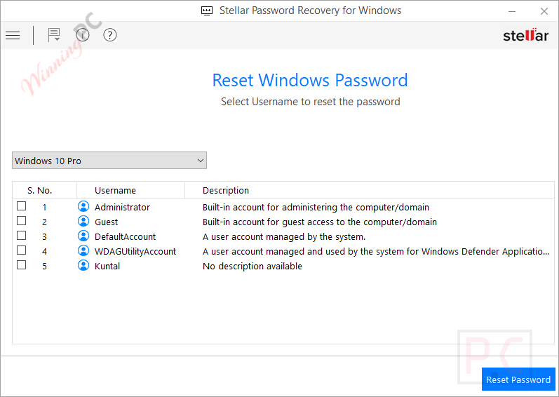 Stellar Password Recovery for Windows