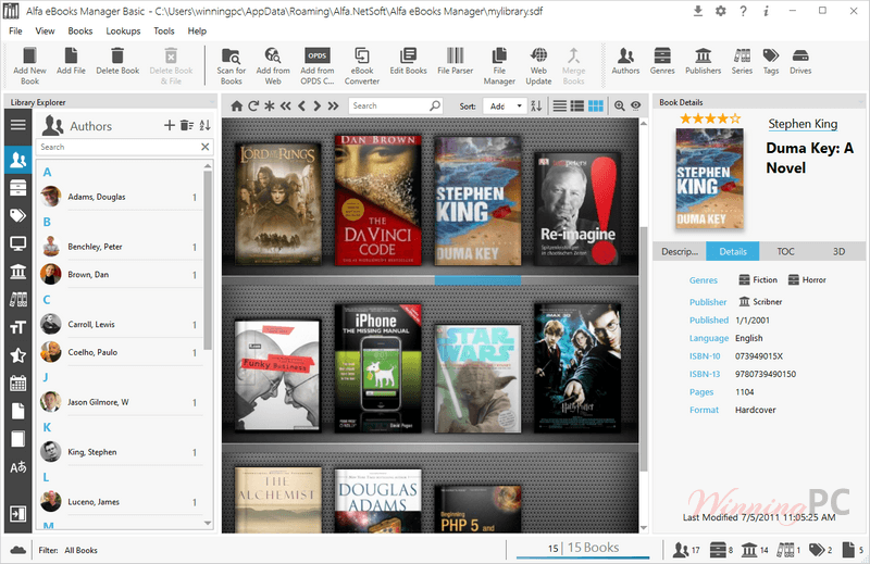alfa ebooks manager main screenshot free alfa ebooks manager main screenshot free