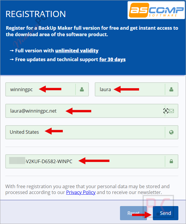 ASCOMP BackUp Maker Professional Giveaway Page