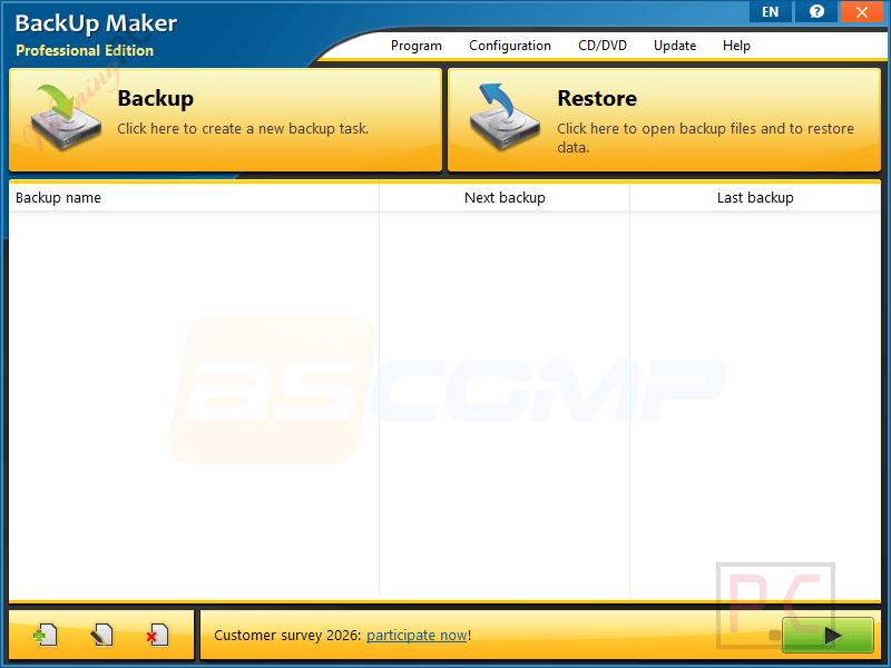 ASCOMP BackUp Maker Professional Main Screenshot