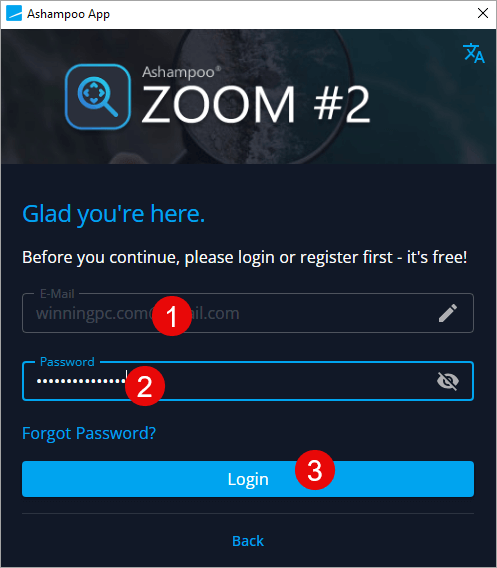 ashampo zoom login account to activate ashampo zoom login account to activate