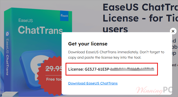 EaseUS ChatTrans Pro giveaway license code landing page
