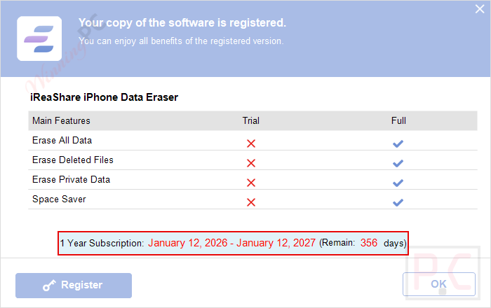 ireashare iphone data eraser license free