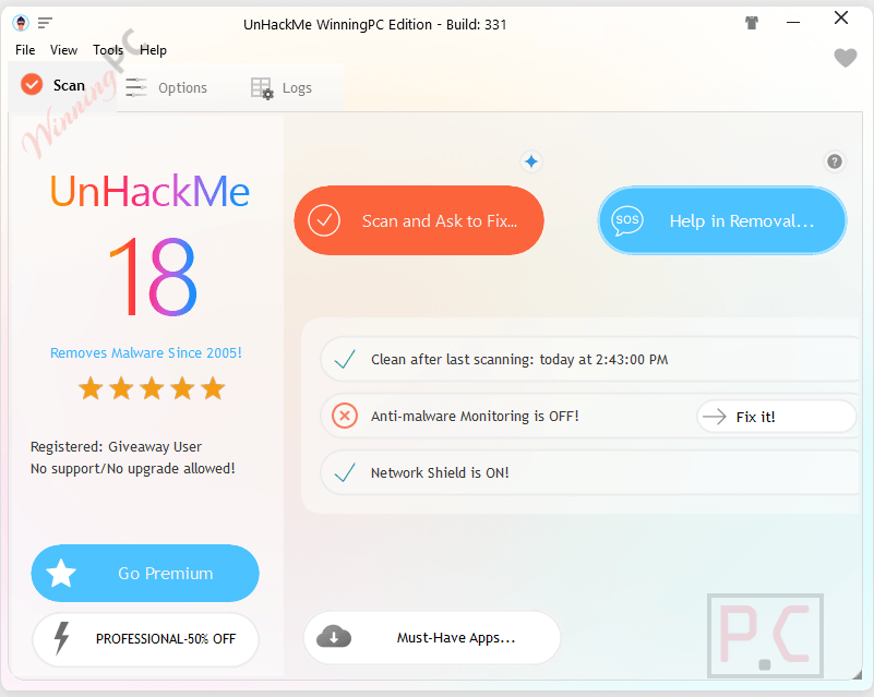 unhackme 18 free license UnHackMe Premium