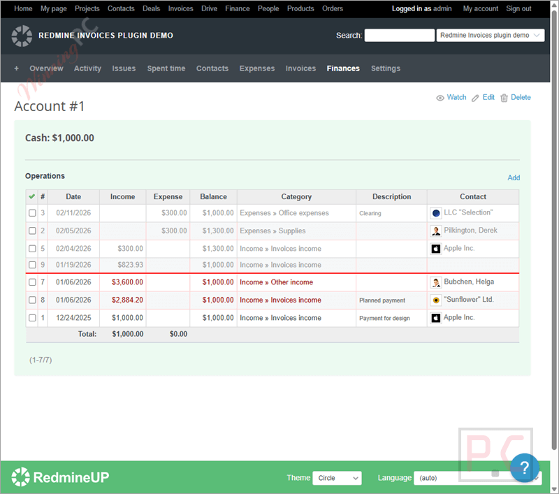 account redmine finance plugin Redmine Finance Plugin