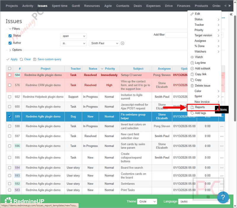 actions redmine reporter plugin actions redmine reporter plugin