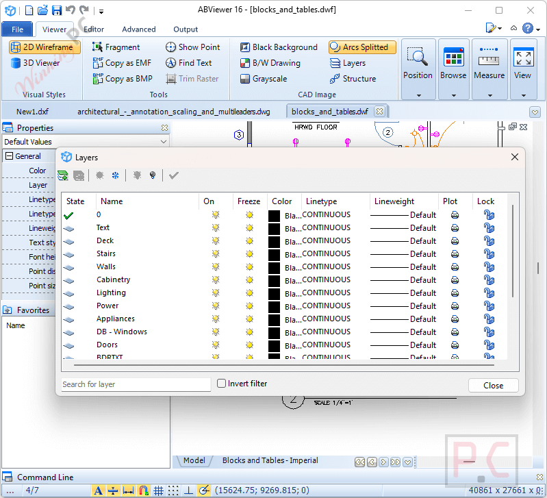 cadsofttools abviewer layers
