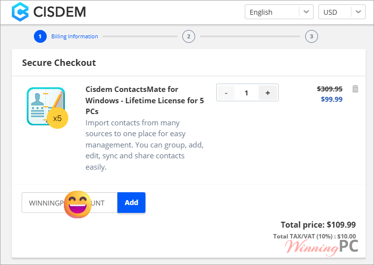 cisdem contactsmate coupon code applied successfully Cisdem ContactsMate coupon code applied successfully