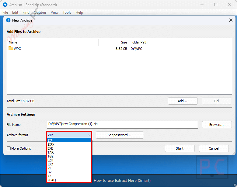 format bandizip professional