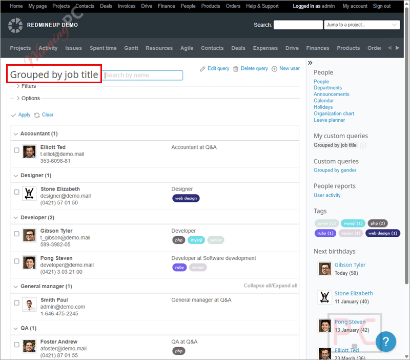 grouped redmine people plugin grouped redmine people plugin