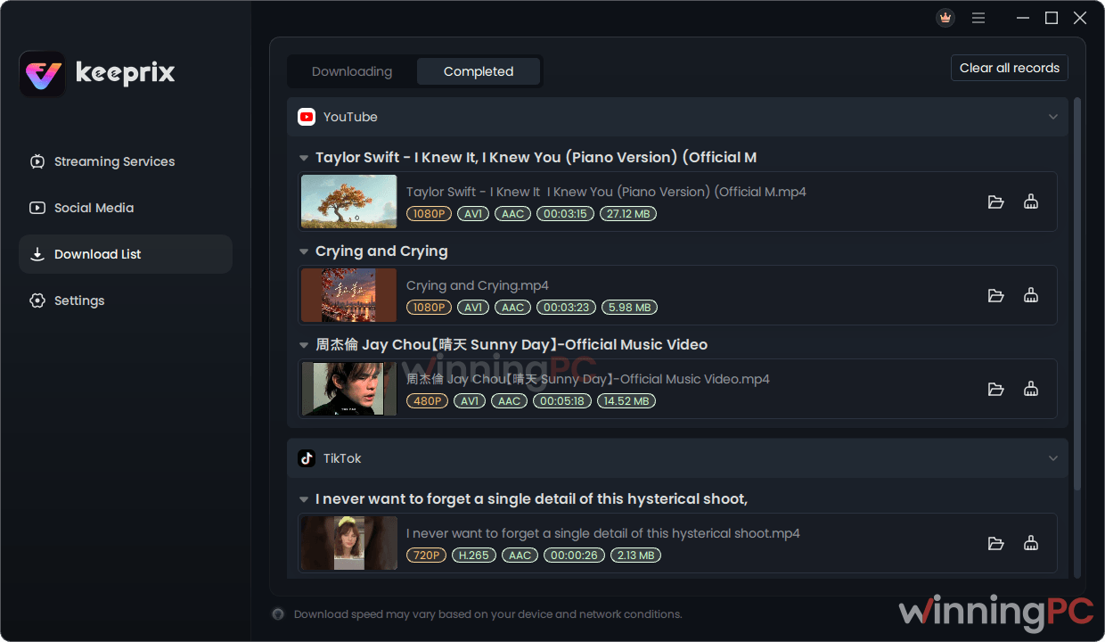 keeprix screenshot download list Keeprix All-in-One Downloader screenshot