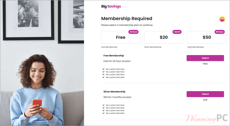 premiumpress coupon theme membership page
