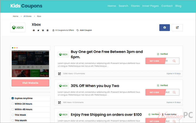 premiumpress coupon theme store page