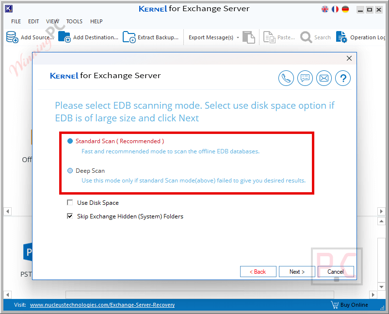 scan mode kernel for edb to pst converter Kernel for EDB to PST Converter
