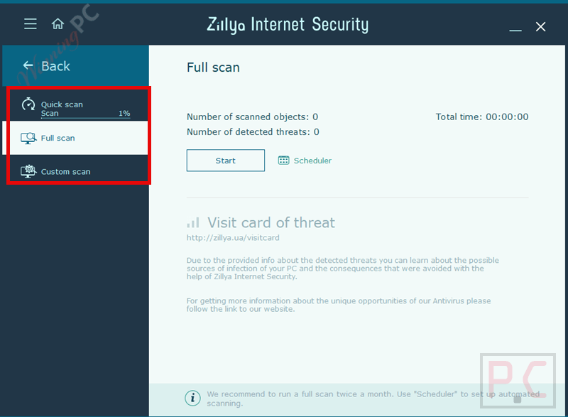 scan zillya internet security