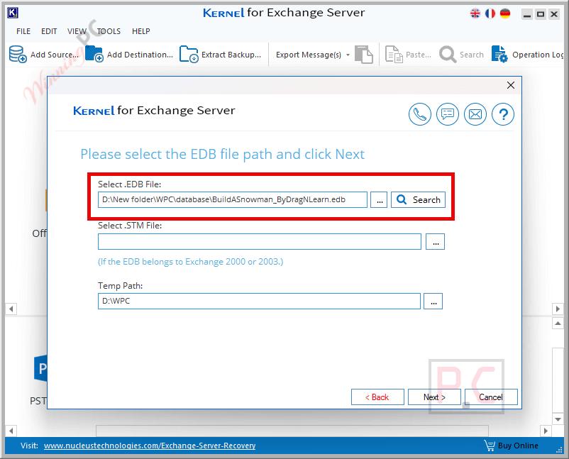 select edb file kernel for edb to pst converter select edb file kernel for edb to pst converter