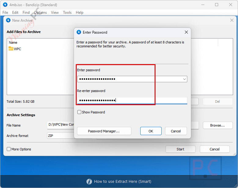set password bandizip professional