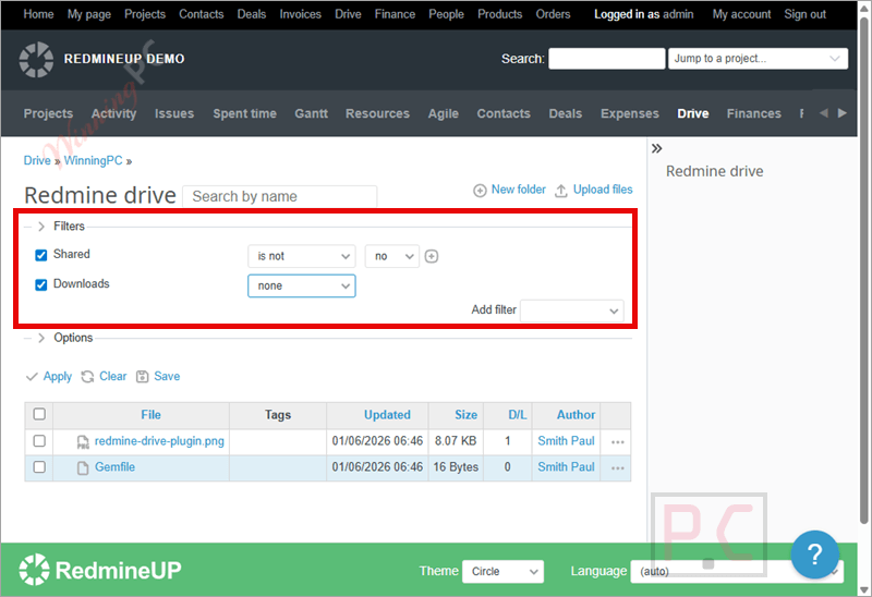 set permission redmine drive plugin
