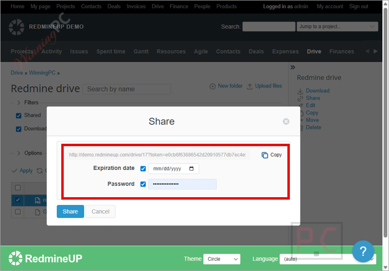 share redmine drive plugin