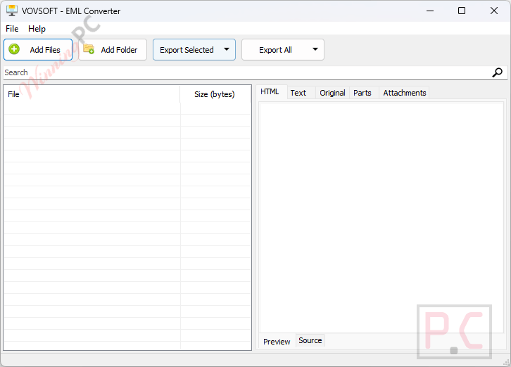 vovsoft eml converter main screenshot Vovsoft EML Converter
