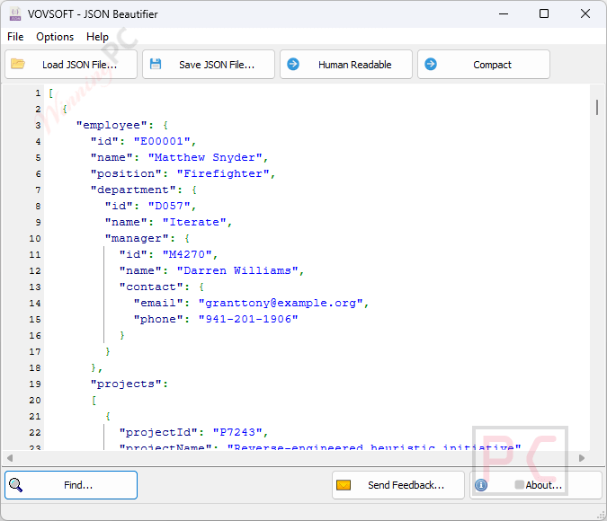 Vovsoft JSON Beautifier