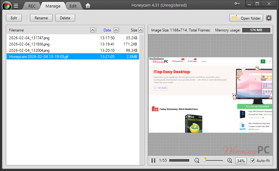 bandisoft honeycam manage file screenshot bandisoft honeycam manage file screenshot